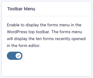 Toolbar Menu Setting